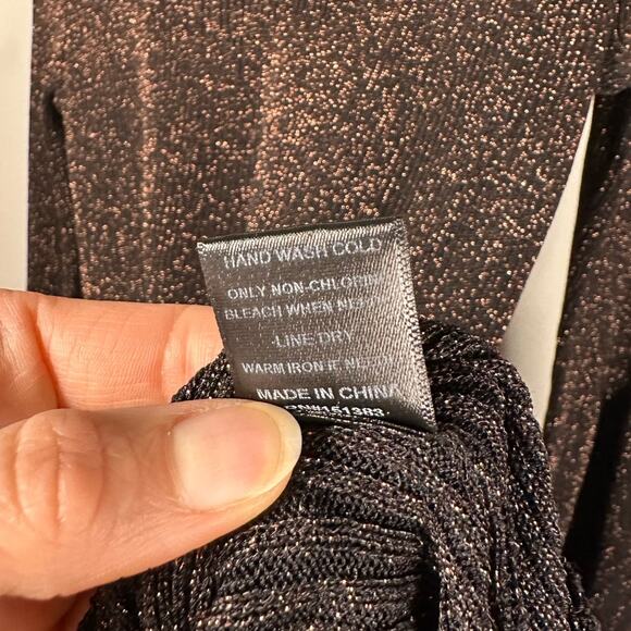 Current Air Black & Gold Shimmer Long Sleeve Bubble Waist Dress Women's Large - Picture 10 of 10